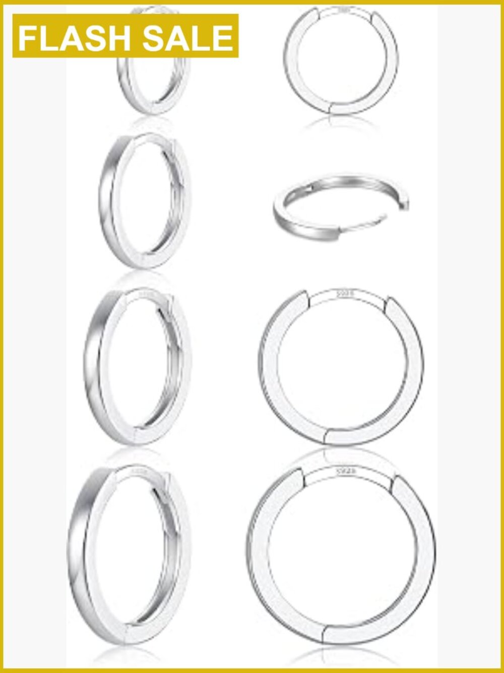 3 Pairs 925 Sterling Silver Huggie Hoop Earrings For Women Men 14k White Gold